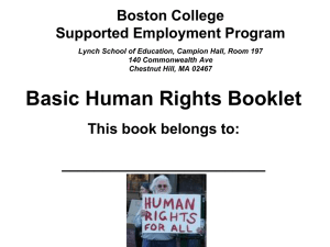 Basic Human Rights Booklet Boston College Supported Employment Program This book belongs to: