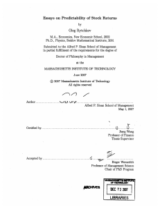 by Essays  on  Predictability of  Stock  Returns