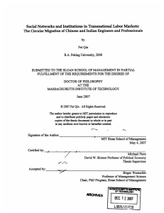 Social Networks  and Institutions in Transnational  Labor Markets: