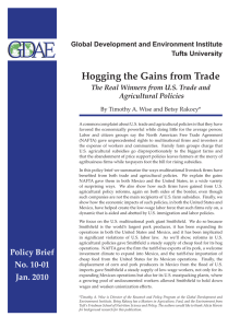 Hogging the Gains from Trade Agricultural Policies Global Development and Environment Institute