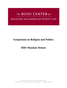 Symposium on Religion and Politics  HHS Mandate Debate