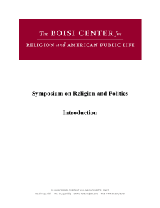 Symposium on Religion and Politics  Introduction  