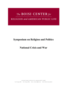 Symposium on Religion and Politics  National Crisis and War  