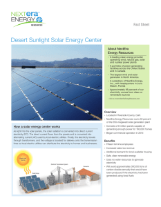 Desert Sunlight Solar Energy Center Fact Sheet About  NextEra Energy Resources