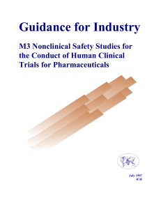 Guidance for Industry M3 Nonclinical Safety Studies for Trials for Pharmaceuticals