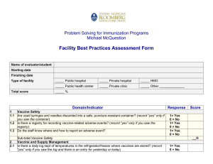 Facility Best Practices Assessment Form Problem Solving for Immunization Programs Michael McQuestion