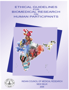 ETHICAL GUIDELINES BIOMEDICAL RESEARCH HUMAN PARTICIPANTS INDIAN COUNCIL OF MEDICAL RESEARCH