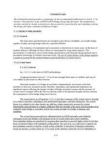 COMMENTARY  The attached document provides a commentary on the recommended modifications... Section I &#34;Introduction&#34; of the AASHTO LRFD Bridge Design Specifications....