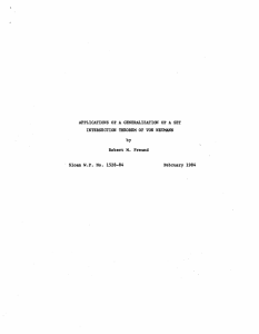 APPLICATIONS OF. A GENERALIZATION A SET Sloan W.P. No. 1528-84