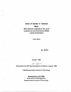 Issues  of  Gender  in  Technical Work