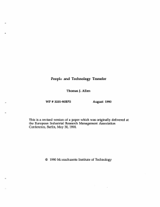 People  and  Technology  Transfer Thomas J. Allen