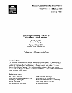 Identifying  Controlling Features  of Engineering  Design  Iteration