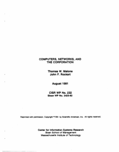COMPUTERS,  NETWORKS,  AND THE  CORPORATION John  F. Rockart