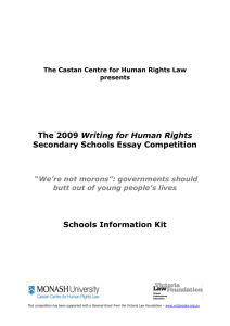 Writing for Human Rights Secondary Schools Essay Competition Schools Information Kit