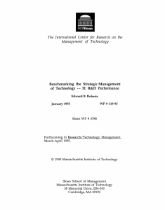 The  International Center for  Research  on ... Management  of  Technology Benchmarking  the  Strategic Management