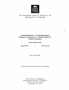 U- The  International Center for  Research  on ... Management  of  Technology Commoditization  of  Technology-Based