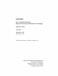 CASE  STUDY Dow  Corning Corporation: Jeanne W.  Ross
