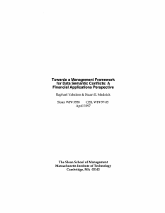 Towards  a Management  Framework Financial  Applications Perspective