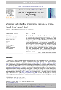 Journal of Experimental Child Psychology Children’s understanding of nonverbal expressions of pride