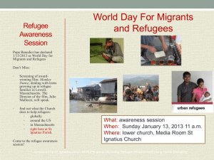 World Day For Migrants and Refugees Refugee Awareness