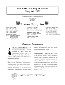 g P l e as e  Pr ay  f... The Fifth Sunday of Easter May 14, 2006