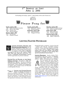 g P l e as e  Pr ay  f or Sunday of Lent April 2, 2006