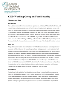CGD Working Group on Food Security Members and Bios