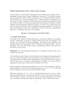 M3210 Supplemental Notes: Basic Logic Concepts
