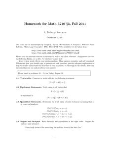 Homework for Math 3210 §3, Fall 2011 A. Treibergs, Instructor