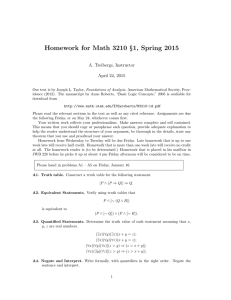 Homework for Math 3210 §1, Spring 2015 A. Treibergs, Instructor