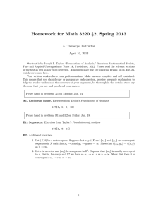 Homework for Math 3220 §2, Spring 2013 A. Treibergs, Instructor