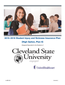 2015–2016 Student Injury and Sickness Insurance Plan (High Option, Plan II)