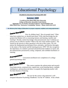 Educational Psychology Summer, 2009