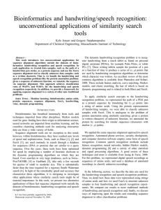 Bioinformatics and handwriting/speech recognition: unconventional applications of similarity search tools