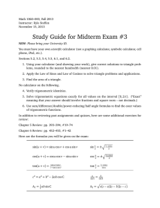Study Guide for Midterm Exam #3