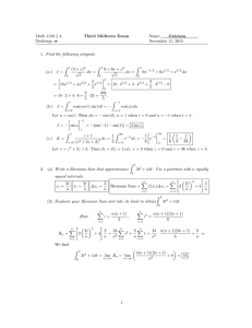 Math 1210 § 4. Third Midterm Exam Name: Solutions