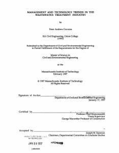 MANAGEMENT  AND  TECHNOLOGY  TRENDS  IN ... WASTEWATER  TREATMENT  INDUSTRY by Peter  Andrew  Cocozza