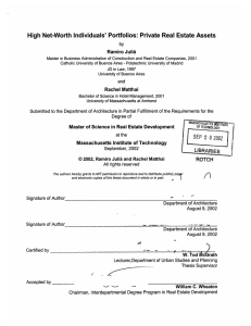 High Net-Worth  Individuals' Portfolios: Private  Real  Estate ... Ramiro  Julia