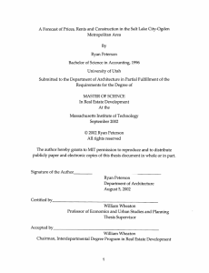 A Forecast  of Prices, Rents  and Construction ... Metropolitan Area By Ryan Peterson