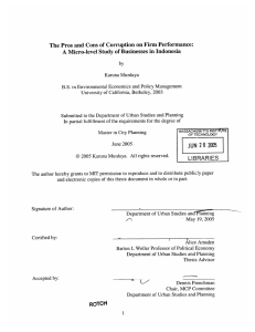 The  Pros and Cons of  Corruption on Firm... A  Micro-level  Study  of Businesses  in...