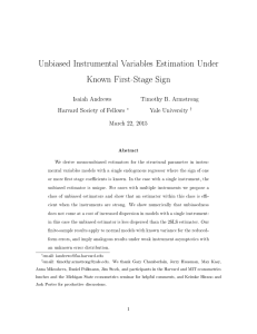 Unbiased Instrumental Variables Estimation Under Known First-Stage Sign Isaiah Andrews Timothy B. Armstrong