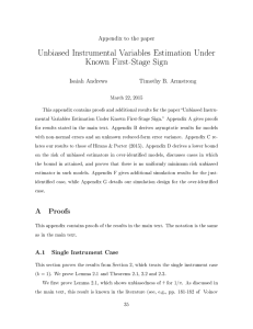 Unbiased Instrumental Variables Estimation Under Known First-Stage Sign Appendix to the paper