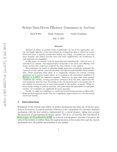 Robust Data-Driven Efficiency Guarantees in Auctions Darrell Hoy Denis Nekipelov Vasilis Syrgkanis