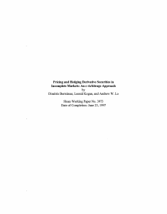 Pricing and Hedging  Derivative  Securities  in by