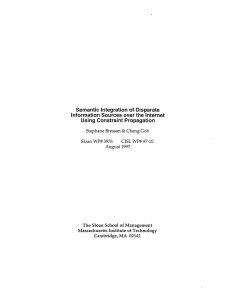 Semantic  Integration  of Using  Constraint  Propagation Disparate