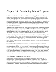 Chapter 10.   Developing Robust Programs