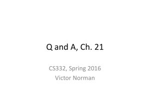 Q and A, Ch. 21 CS332, Spring 2016 Victor Norman