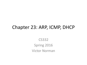 Chapter 23: ARP, ICMP, DHCP CS332 Spring 2016 Victor Norman