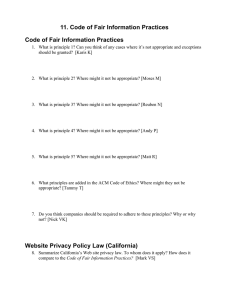 11. Code of Fair Information Practices Code of Fair Information Practices
