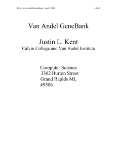 Van Andel GeneBank Justin L. Kent Computer Science